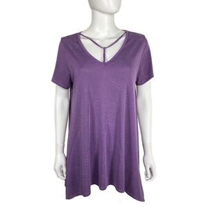 Jodifl Assymetrical Y-Strap V-Neck Purple Tee